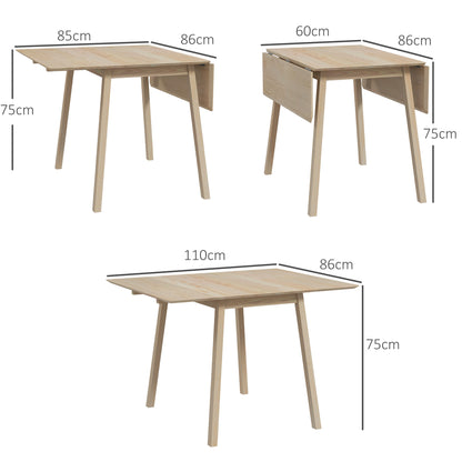 Uitklaptafel – Klaptafel – Inklapbare Tafel – Vouwtafel – Eettafel – Massief Grenenhout – 2 Uitklapbare Zijvlakken 110x86x75 cm