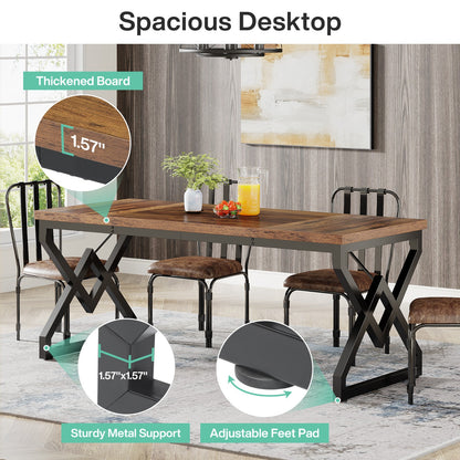 Bureautafel – Computerbureau – Werkplektafel – Studietafel – Kantoortafel – Bruin – 160x70x75 cm – Dikke Houten Tafelplaat Met Metaal Frame