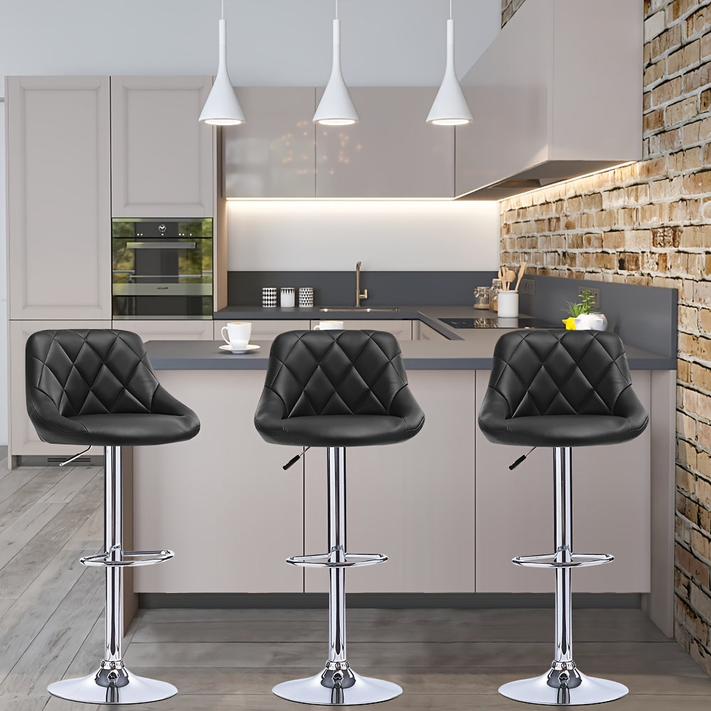 Barkrukken – Barstoelen – Krukken – Hoge Stoelen – Draaistoelen – Set Van 4 – PU Kunstleer – Verstelbare Zithoogte 85-105 cm