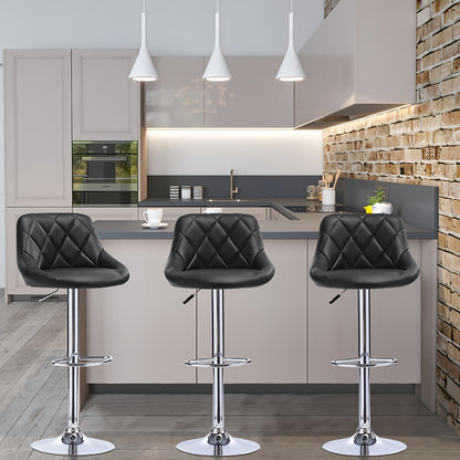 Barkrukken – Barstoelen – Krukken – Hoge Stoelen – Draaistoelen – Set Van 4 – PU Kunstleer – Verstelbare Zithoogte 85-105 cm