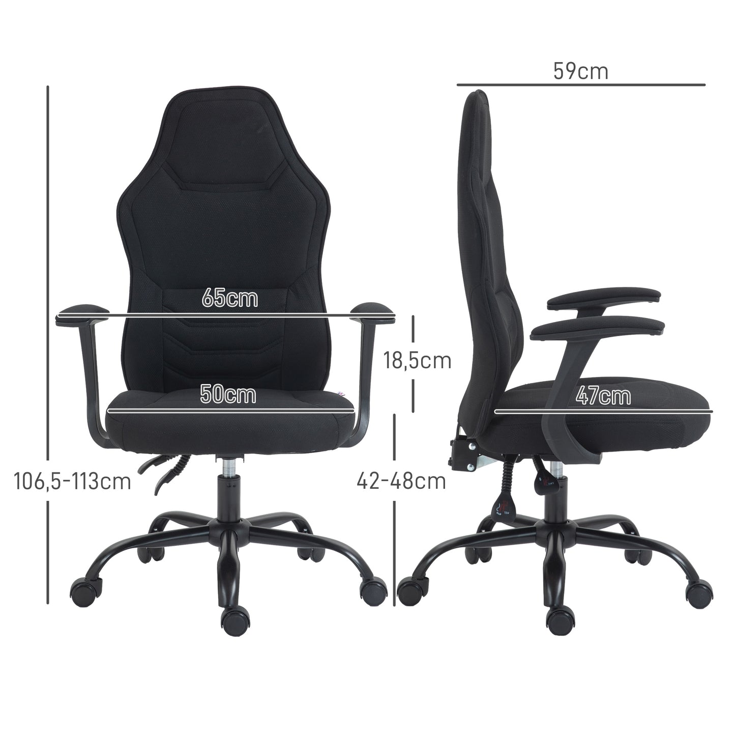 Gamingstoel – Gamestoel – Bureaustoel – Bureaustoel – Office Chair – Ergonomisch Ontwerp – Verstelbare Rugleuning – Ademend Stof – Zwart