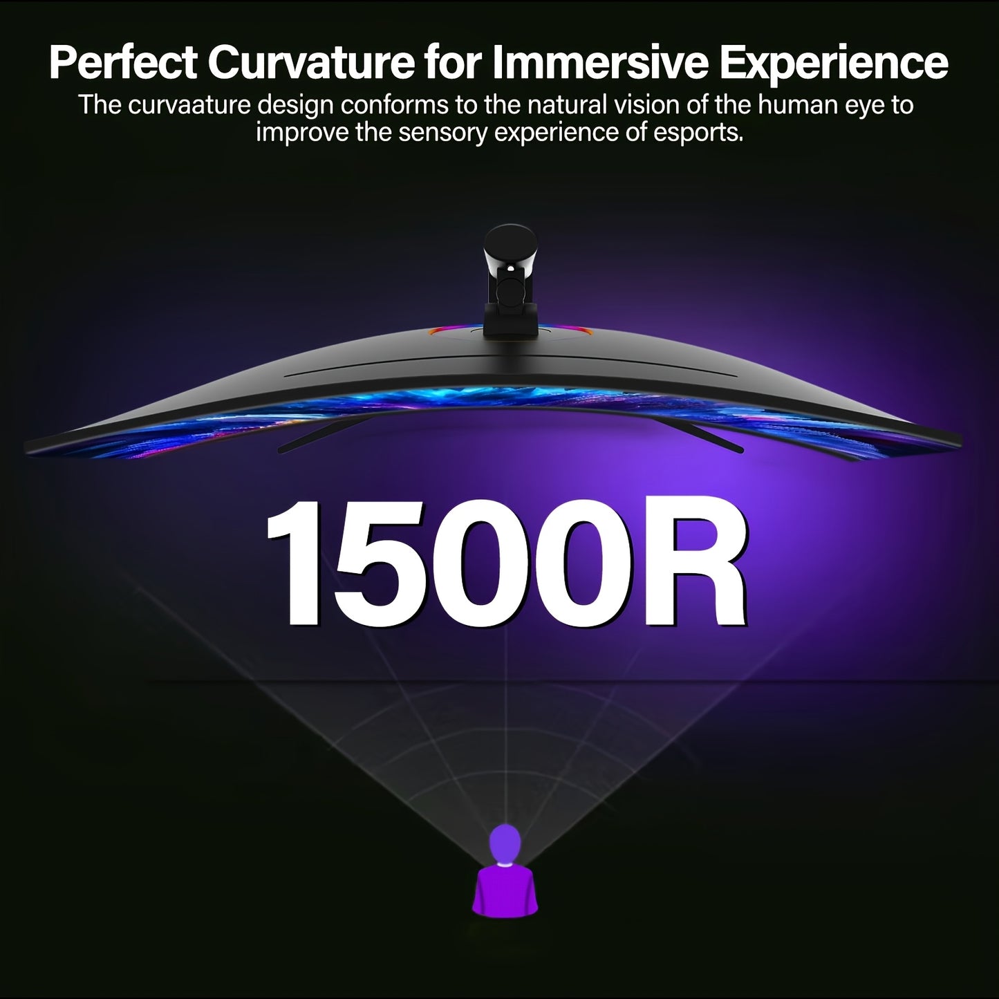 Ultrawide Curved Monitor – Gaming Monitor – PC Scherm – Breedbeeldscherm – Curved Display – 34 Inch UWQHD 3440x1440 – 165Hz Verversingssnelheid – 1500R Curve met FreeSync
