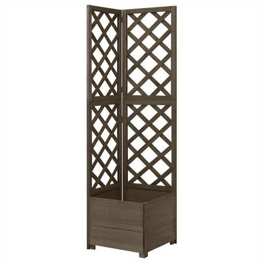 Tuinrek – Plantenrek – Klimrek – Plantensteun – Hoekplantenbak – Massief Grenenhout – 150 cm Hoogte – Ruime Bloemenbak 37x37x25 cm