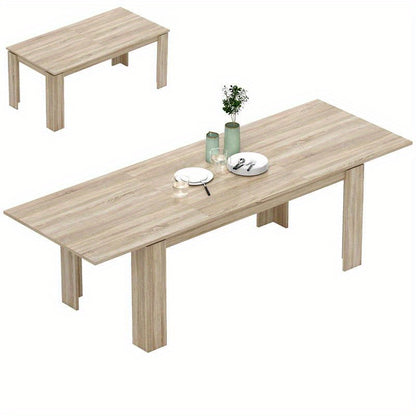 Expandable Dining Table Extendable from 180 to 260cm (70.8” to 102.4”), Seats 6-10 People, Quick Assembly Space-Saving Modern Rustic Wood Table Suitable for Families/Gatherings, Living Room, Dining Room, Kitchen