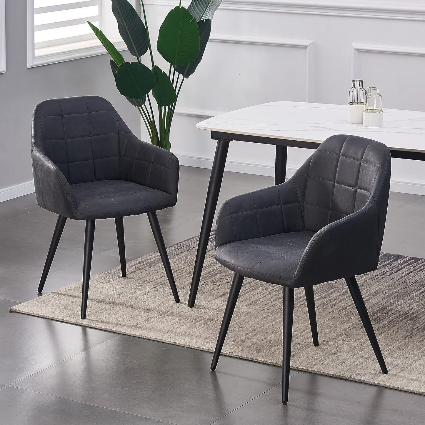Eetkamerstoel – Kuipstoel – Set Van 2 – Designer Stoel – Keukenstoel – Kunstleer – Metalen Poten – Zithoogte 82 cm