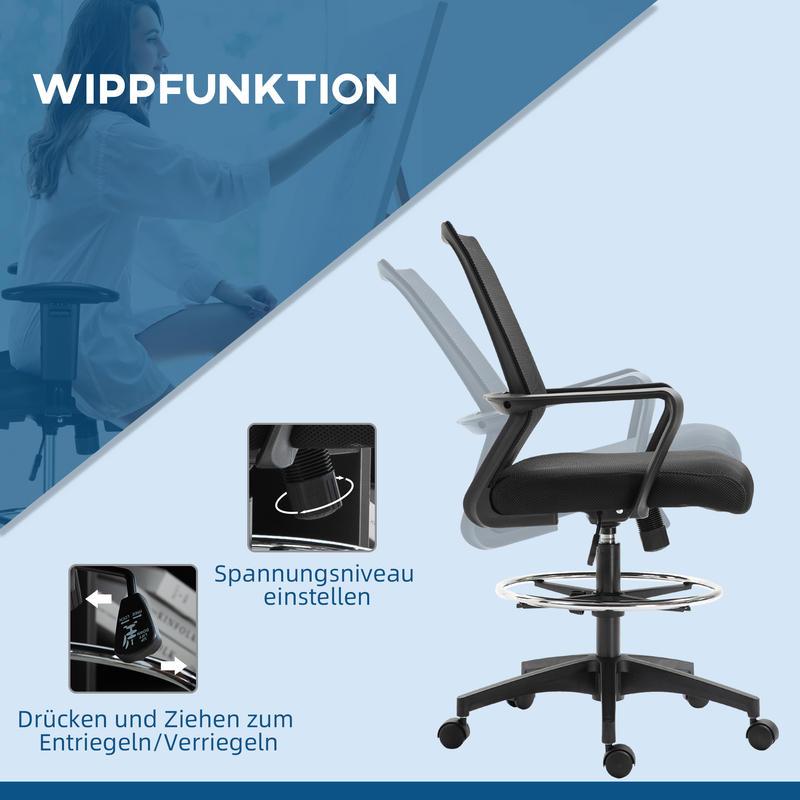 Bureaustoel – Ergonomische Stoel – Office Chair – Computerstoel – Bureaustoelen – Verstelbare Hoogte – Voetsteun & Lendensteun – Stevige 5-Wiel Basis