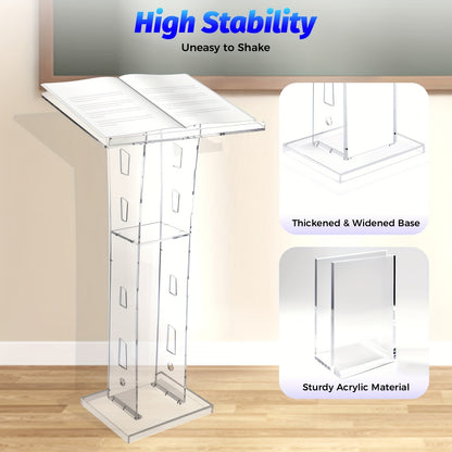 Sprekerspodium – Spreekgestoelte – Lectern – Presentatietafel – Podiumtafel – Transparant Acryl – Lichtgewicht en Duurzaam – 60x40x110 cm