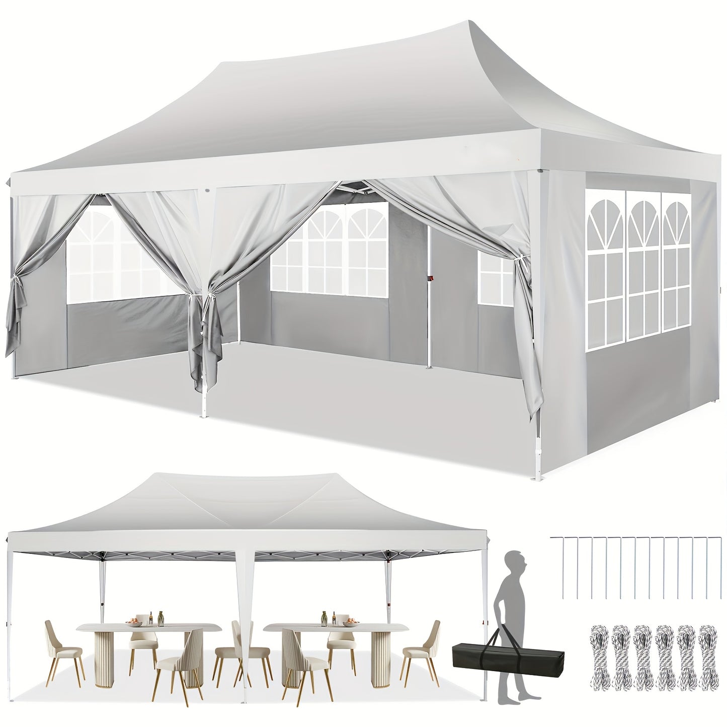 Feesttent – Partytent – Tuintent – Paviljoen – Pop-up Tent – 3x6 Meter – Waterdicht – UV-Bestendig - Wit