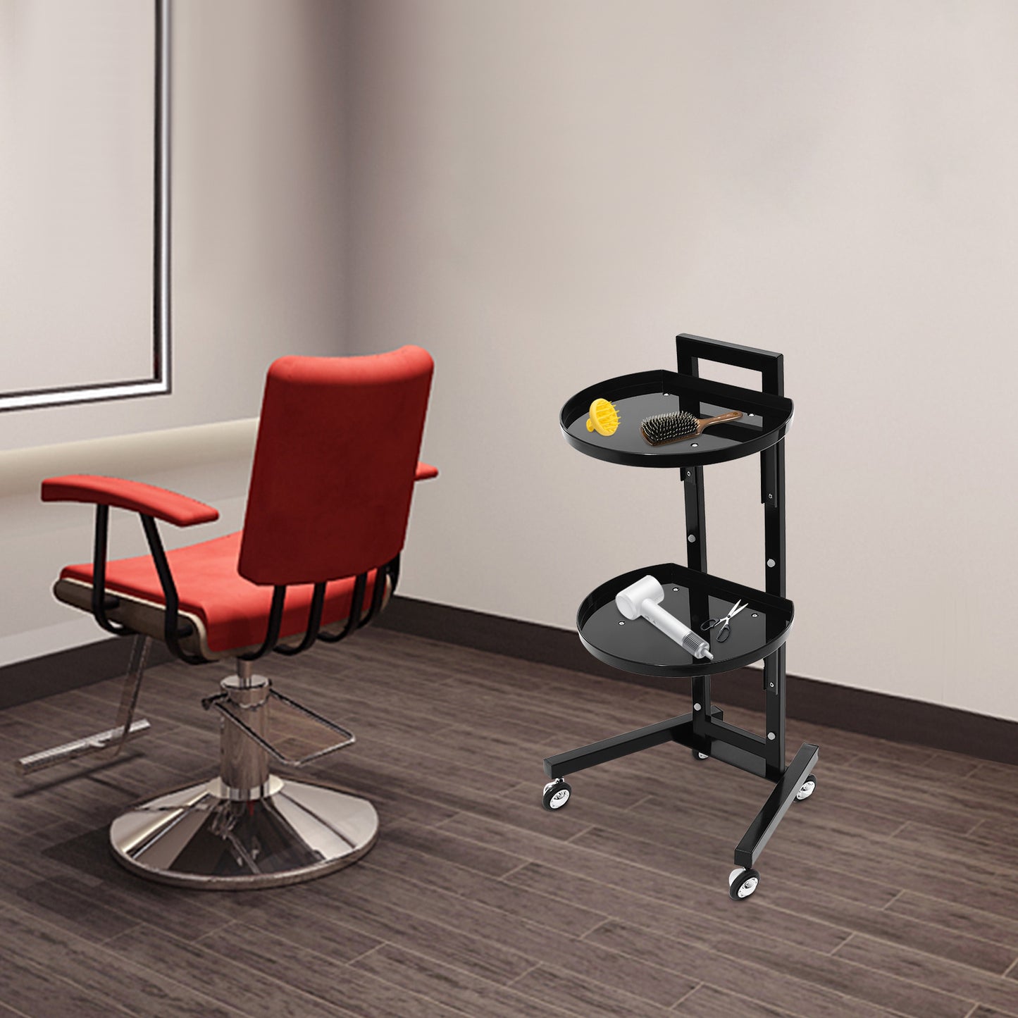 Salonwagen – Trolley – Werkwagen – Nagelwagen – Schoonheidstrolley – 2-laags Met Carbonstalen Frame – Mobiel Zonder Elektriciteit