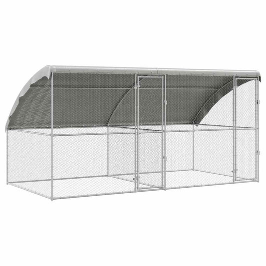 Kippenren – Kippenhok – Buitenren – Pluimveestal – Dierenverblijf – Gegalvaniseerd Staal – Weerbestendig – 400x200x198,5 cm