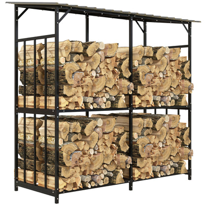Houtopslag – Brandhoutrek – Haardhoutrek – Houtrek – Houtberging – Gepoedercoat Staal – Waterdicht Dak 1,17 m³ – Draagvermogen 100 kg