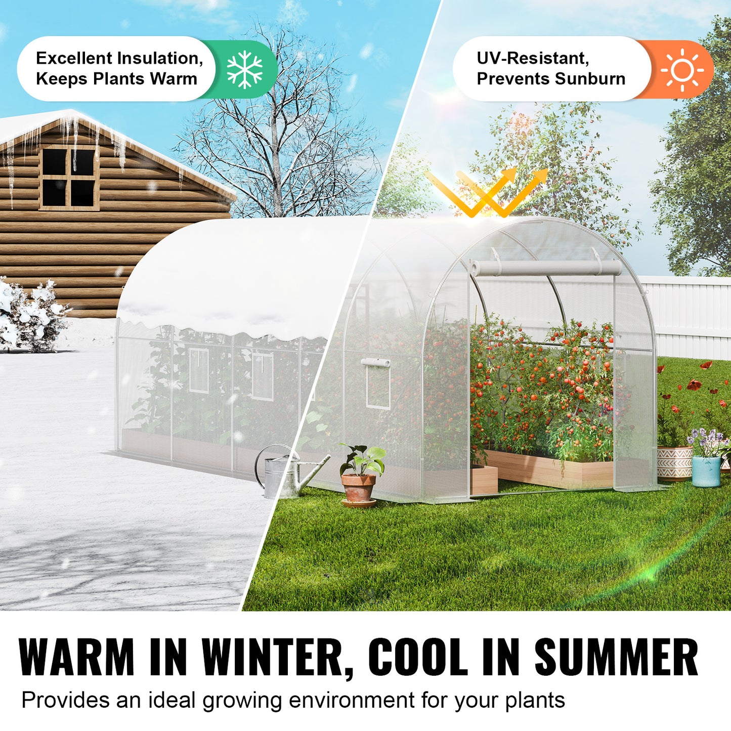 Walk-in Kweekkas – Serre – Tuinkas – Groentekas – Plantenkas – Ruim 4,5x2,1x2,1m – Gegalvaniseerd Stalen Frame – Waterdichte UV-bestendige PE Hoes
