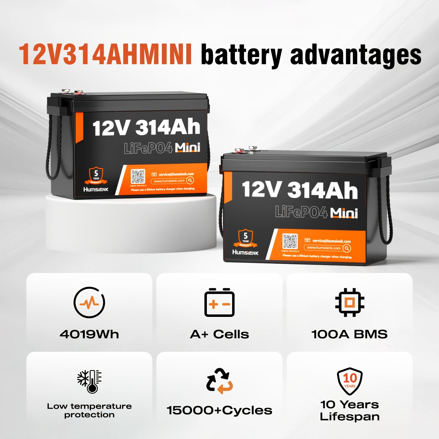 LI-Ion Accu – LIFEPO4 Accu – Oplaadbare Batterij – Camper Accu – Zonne-Energie Accu – Compact 12V 314AH – Langdurige Levensduur 15.000+ Cycli