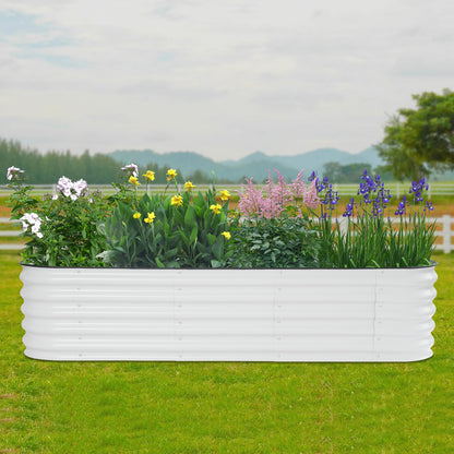 Verhoogd Tuinbed – Verhoogde Plantenbak – Moestuinbak – Kweekbak – Bloemenbak – Gegalvaniseerd Staal – 195x60x43 cm – Wit