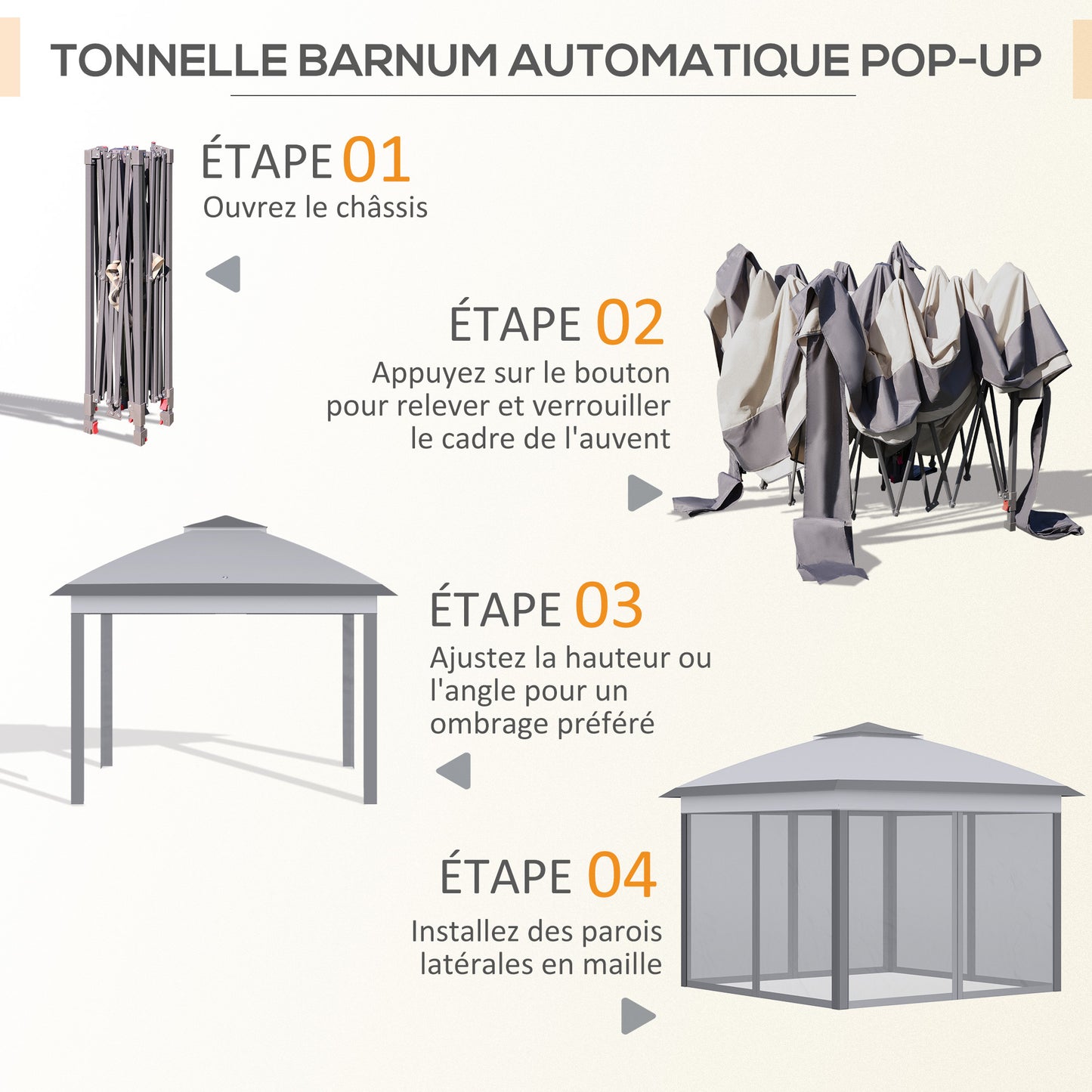 Pergola – Tuinkamer – Tuinoverkapping – Partytent – Vouwtent – 3,3 x 3,3 m – Dubbel dak met ventilatie – Inclusief 4 Afneembare Insectennetten