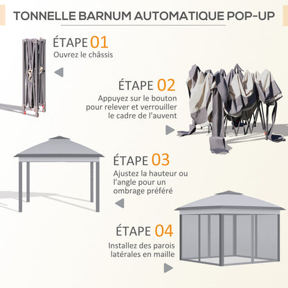 Pergola – Tuinkamer – Tuinoverkapping – Partytent – Vouwtent – 3,3 x 3,3 m – Dubbel dak met ventilatie – Inclusief 4 Afneembare Insectennetten