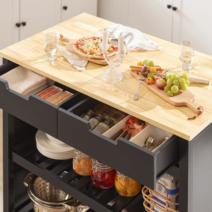 Keukentrolley – Keukenwagen – Serveerwagen – Keukenrek – Roltafel – MDF Materiaal – Groot Werkblad 98x58 cm