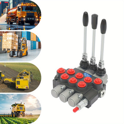3P40 Multi way Directional Valve, Cast iron, Silvery+Black+Red, Pneumatic Control, Industrial Automation, Robust Construction, Durable Valve, Precision Engineering, Highquality Metal, Control Valve, Multidirectional Valve, Hy