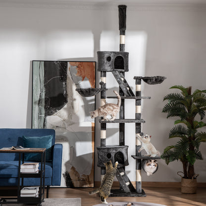 Krabpaal – Kattenkrabpaal – Krabmeubel – Kattenboom – Kattentoren – Verstelbare Hoogte 240-260 cm – Stevig Hout en Duurzaam Sisal