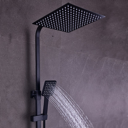 Doucheset – Regendouche Set – Douche Systeem – Douchekraan – Zwart Thermostaat – RVS Materiaal – Verstelbare Hoogte 80-122 cm – Veiligheidsvergrendeling 38°C