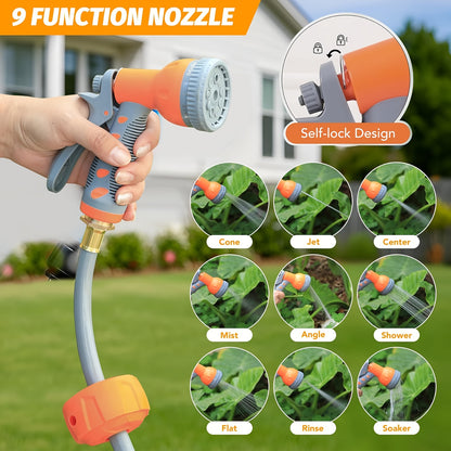 Tuinslanghaspel – Slanghaspel – Wandslangenbox – Slangenhouder – Slangopberger – Automatisch Oprolsysteem – 180° Draaibare Muurbeugel – 20 Meter – 9-in-1 Verstuiver