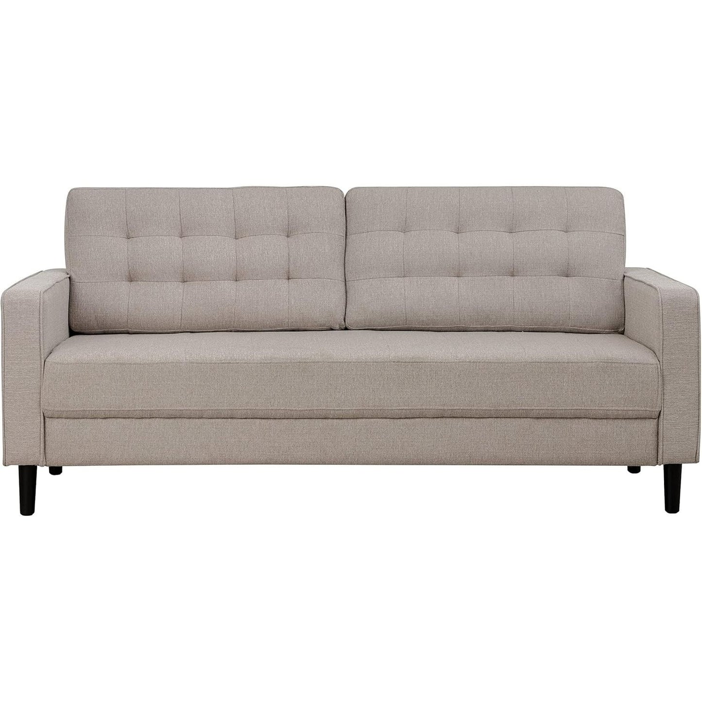 Bankstel – 3-Zitsbank – Sofa – Zitbank – Woonkamerbank – Beige Stof – Ademend Katoen – Houten Frame – Comfortabel & Duurzaam
