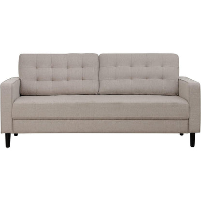 Bankstel – 3-Zitsbank – Sofa – Zitbank – Woonkamerbank – Beige Stof – Ademend Katoen – Houten Frame – Comfortabel & Duurzaam