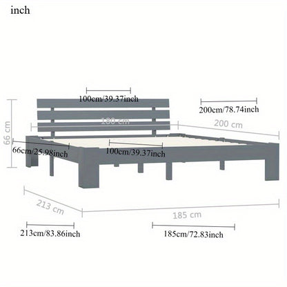 Bedframe – Massief Houten Bed – Grenen Bed – Tweepersoonsbed – Slaapbank – 180x200 cm – Massief Grenenhout – Tijdloos Grijs