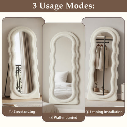 Vloerspiegel – Staande Spiegel – Passpiegel – Wandspiegel – Full Body Spiegel – Zwart Fluwelen Frame – Extra Groot Formaat – Organisch Irregular Design