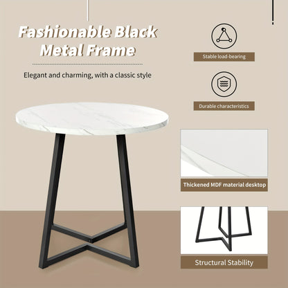 Ronde Eettafel – Eettafel Rond – Keukentafel – Tafel Voor Eetkamer – Witte Tafel – Uniek Geometrisch Onderstel – Duurzaam Niet-Hout Tafelblad