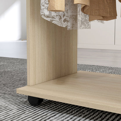 Rolkast – Kledingkast – Opbergkast – Kastje – Verrijdbare Kast – Natuurlijk Hout – 6 Wieltjes – 120x40x128 cm