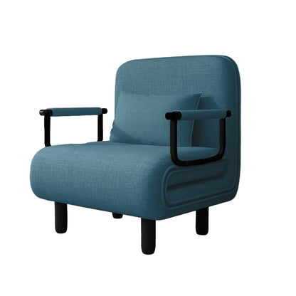 Slaapfauteuil – Slaapstoel – Slaapbank – Bedstoel – Fauteuil – Memory Foam Zitting – Duurzaam Metalen Frame – Blauw – 60x68x85 cm