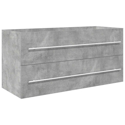 Badkamermeubelset – Badmeubel – Wastafelmeubel – Onderbouwkast – Spiegel – Beton grijs – Wandmontage – Keramische Wasbak 100x38,5x48 cm
