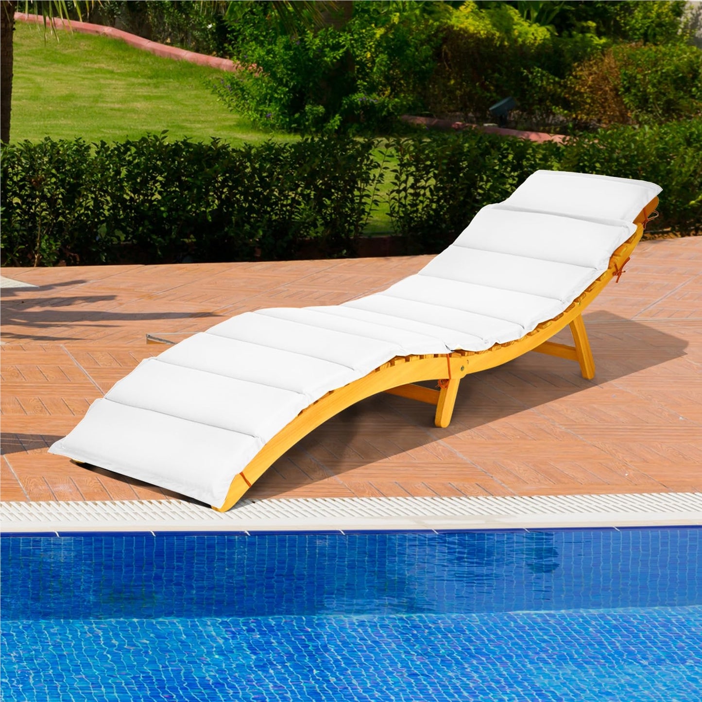 Houten Ligstoel – Tuinstoel – Ligbed – Lounger – Zonnebed – Verstelbaar – Massief Eucalyptus Hout – Inclusief Dicht Schuimkussen – Opvouwbaar – Max 180 kg Draagvermogen