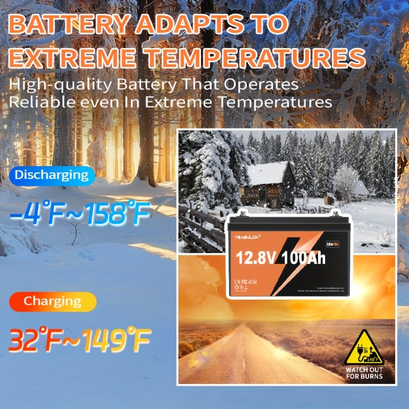 Li-ion Accu – Lithium Batterij – LiFePO4 Accu – Energieopslag Batterij – Batterij 12V 100Ah – Ingebouwd 100A BMS – 6000 Cyclus Levensduur