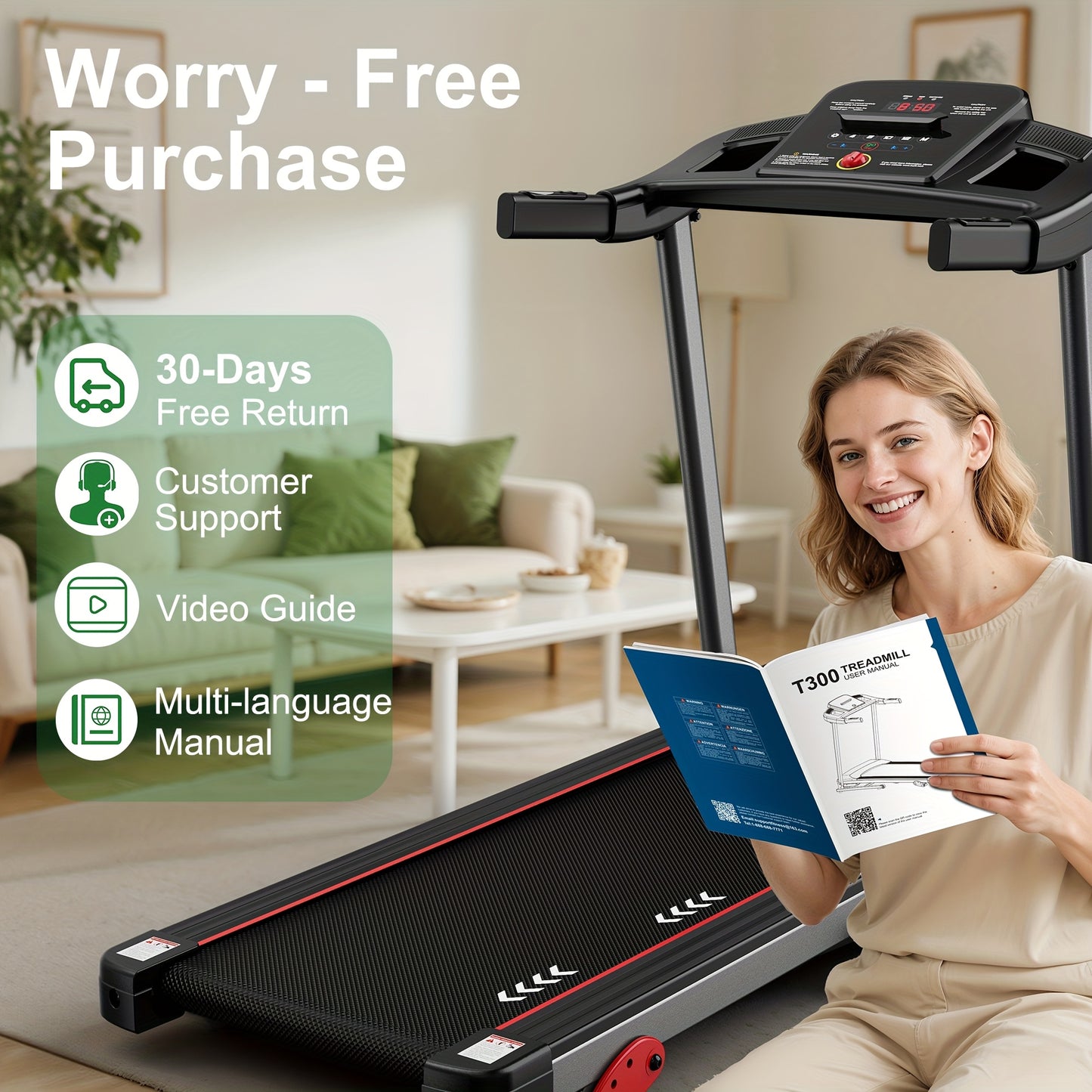 Loopband – Hardloopband – Wandelband – Treadmill – Walking Pad – 3 Hellingsniveaus – 2,5 PK Motor – Max 12 km/u – Draagvermogen 120 kg – App Compatible – Compact Design