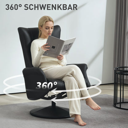 Bureaustoel – Kantoorstoel – Werkstoel – Draaistoel – Relaxstoel – Kunstleer Bekleding – Verstelbare Rugleuning Tot 130° – 360° Draaibaar – Zwart – Max 150 Kg