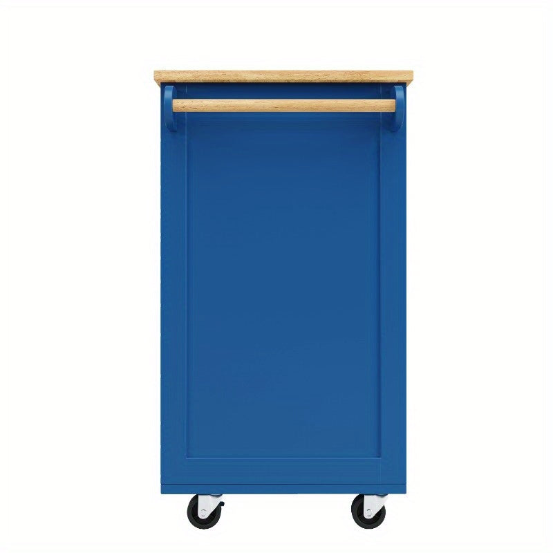 Keukeneiland – Keukenwagen – Keukentrolley – Buffetkast – Opbergkast – Blauw Met Houtnerf – 102x45x92 cm – Duurzaam Met Metaalframe