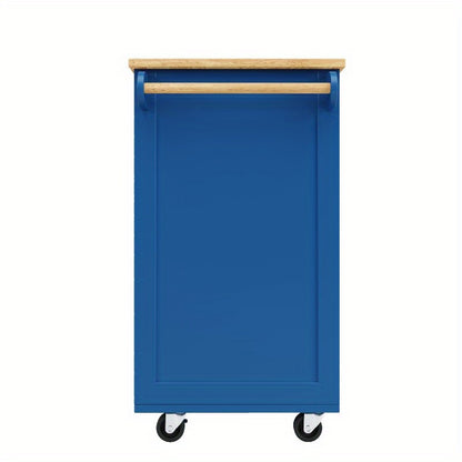 Keukeneiland – Keukenwagen – Keukentrolley – Buffetkast – Opbergkast – Blauw Met Houtnerf – 102x45x92 cm – Duurzaam Met Metaalframe