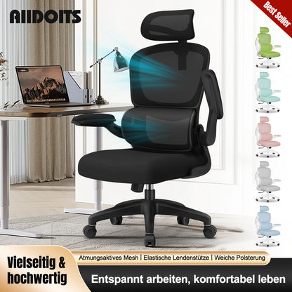 Office Chair with Adjustable Headrest, Armrests, and Lumbar Support, Load Capacity up to 150 kg
