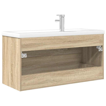 Badkamermeubel – Wastafelmeubel – Badkamerkast – Wandmeubel – Badkamermeubelset Sonoma Eiken – Compact 100x38,5x48 cm – Vochtbestendig Hout