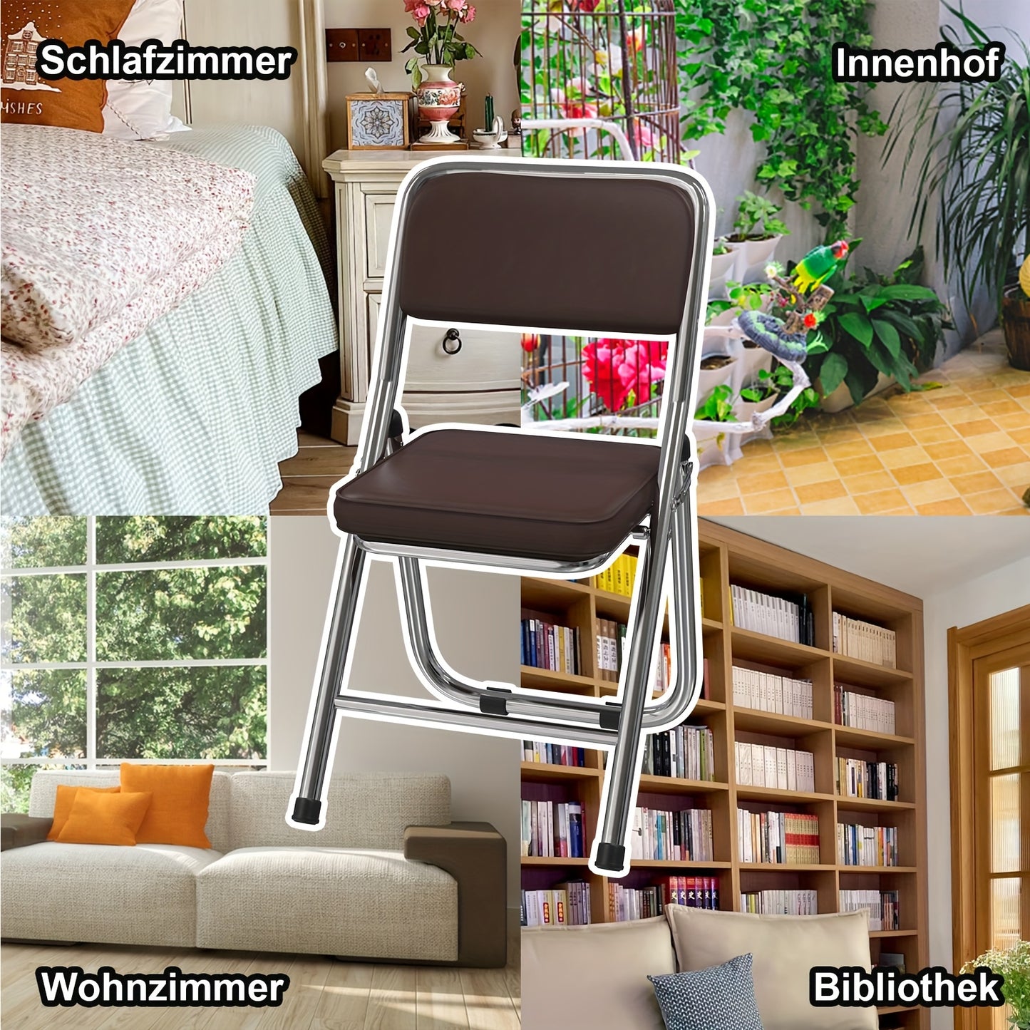 Set van 4 Eetkamerstoelen – Bruin Kunstleer met Comfortabele Bekleding – Stijlvolle Lounge Stoelen voor Keuken, Eetkamer, Feest of Vergaderruimte