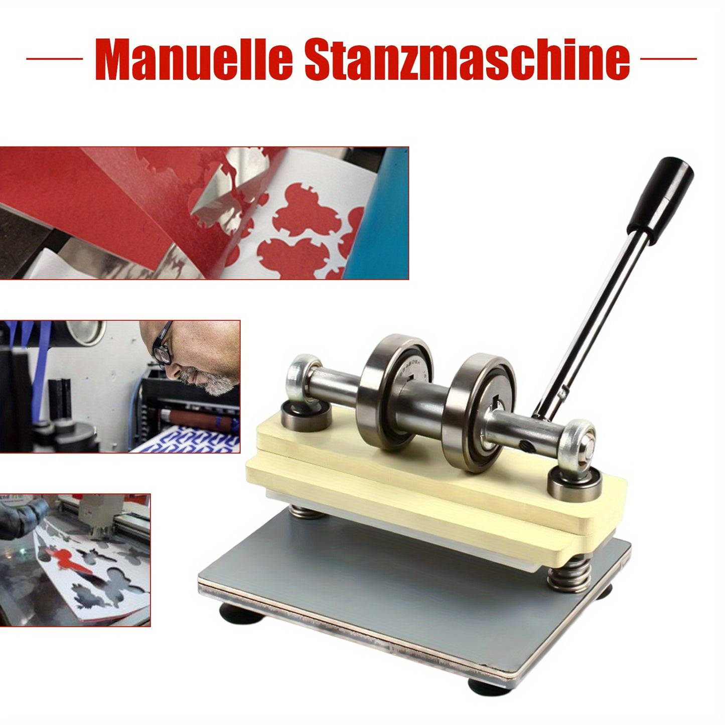 Stansmachine – Uitstanstoestel – Embossingmachine – Ponsmachine – Snijmachine – Roestvrij Staal – Handmatige Hefboom 210 mm