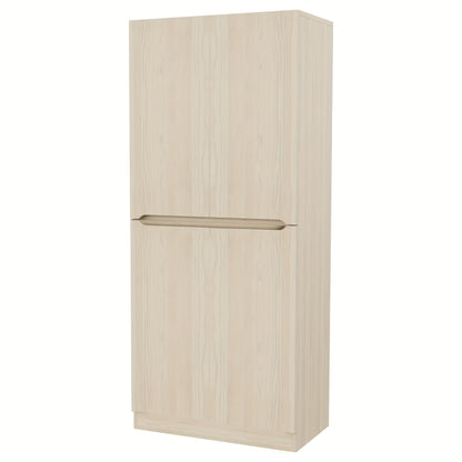 Opbergkast voor in de hal – Halmeubel – Entreekast – Kast met vakken – Modern halmeubel – Wit – Bamboe materiaal – 70 x 40 x 170 cm – Dubbele deuren met kleine compartimenten