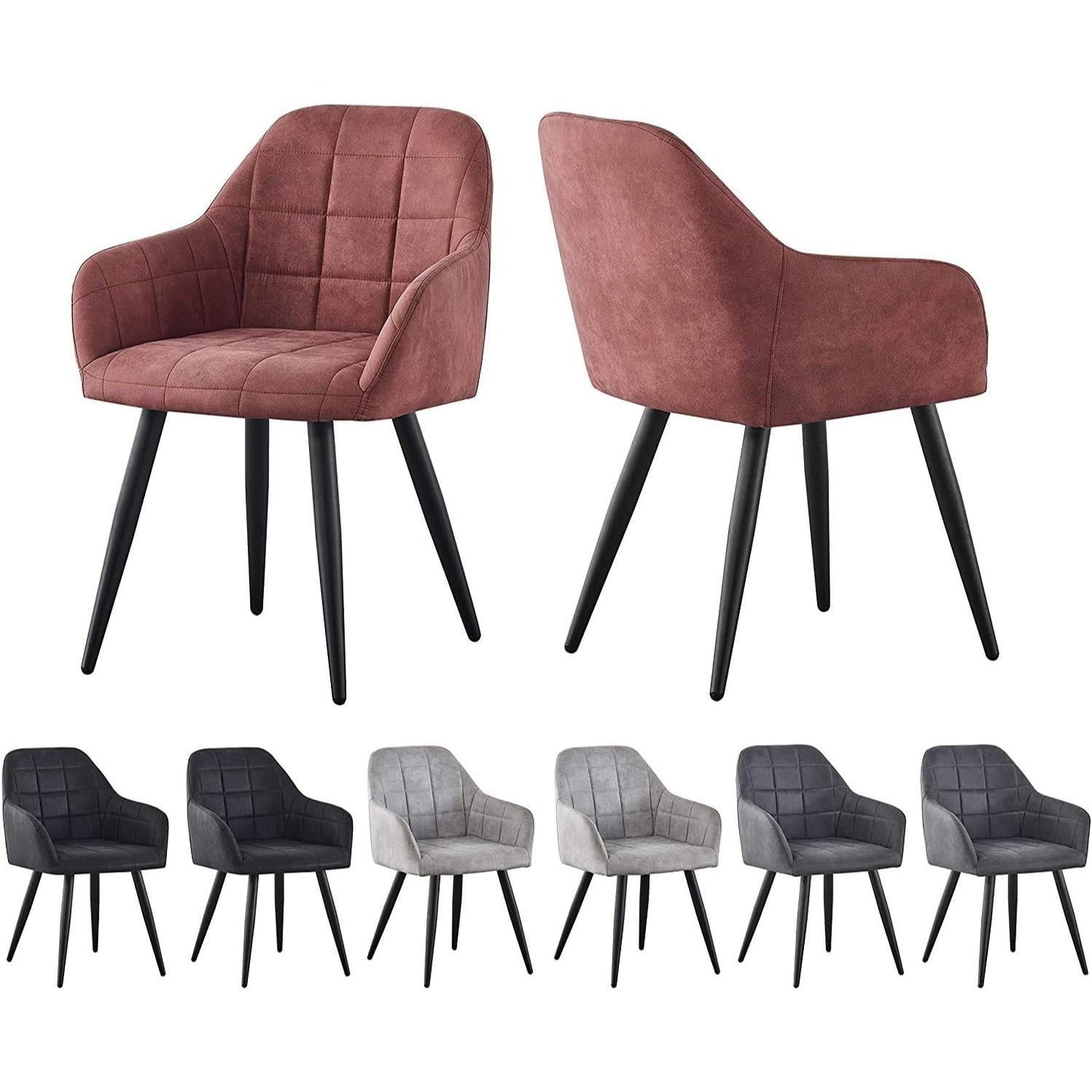 Eetkamerstoel – Kuipstoel – Stoel – Keukenstoel – Set Van 2 – Kunstfluweel Bekleding – Metalen Poten – Comfortabel & Duurzaam – Zithoogte 82 cm