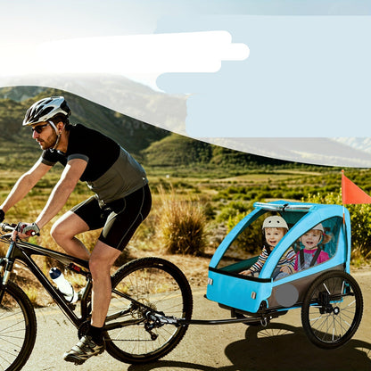 Kinderfietsaanhanger – Fietskar – Jogger – Boodschappenwagen – Kinderwagen – 360° Draaibare Wielen – 5-Punts Veiligheidsharnas – Oranje - QUORE