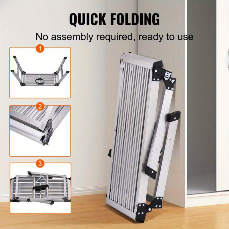 Inklapbaar Werkplatform – Werksteiger – Klimsteiger – Platform – Ladder – Aluminium – 150 kg Draagkracht – Antislip Voeten
