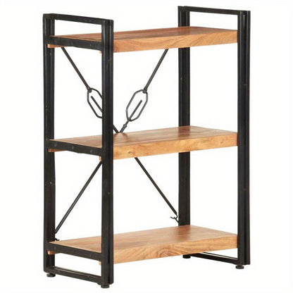 Bookshelf with 3 Shelves, Measuring 60X30X80 Cm, Made of Solid Acacia Wood, Standing Shelf