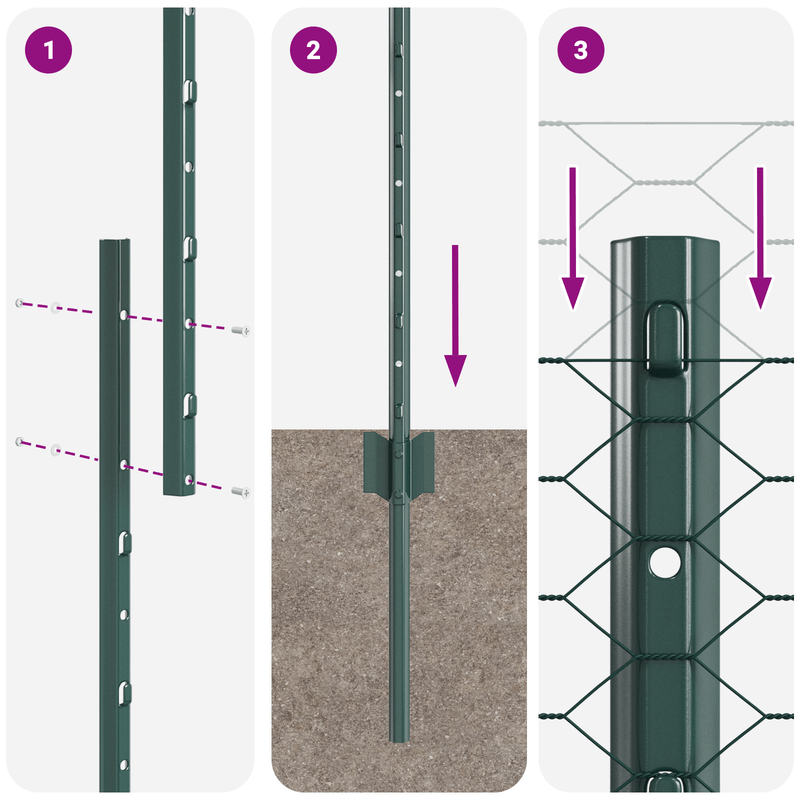 Set di Recinzione Esagonale da Giardino Set di 2 Verde Metallo