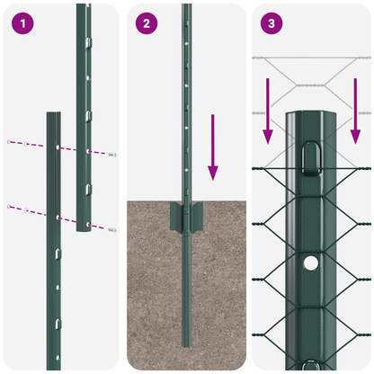 Set di Recinzione Esagonale da Giardino Set di 2 Verde Metallo